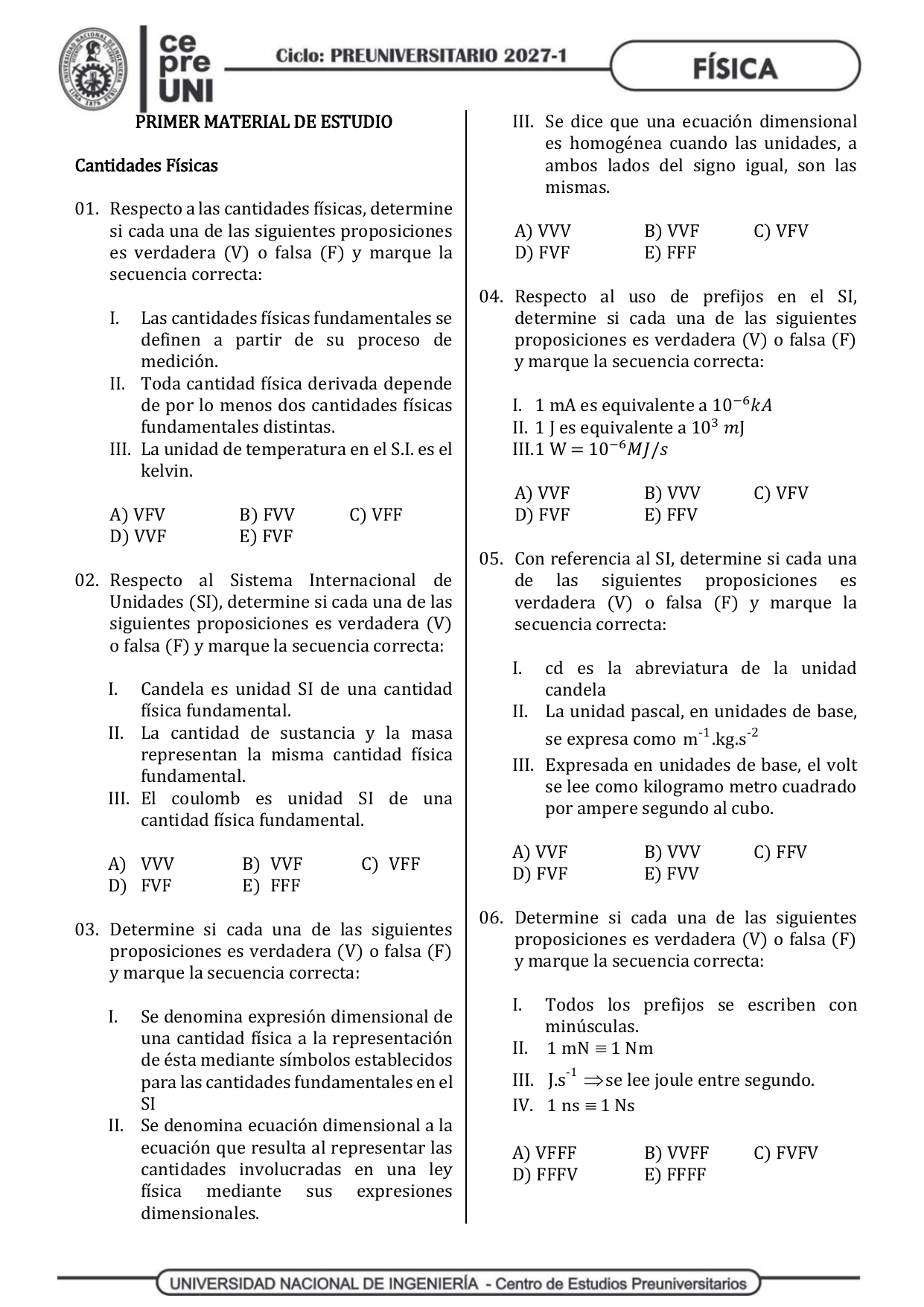 Vista previa de la carátula de Física Libro 1, primer material CEPREUNI 2027-1